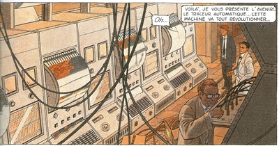 La machine "à faire" les cartes du Centre de Cartographie (copyright Casterman)