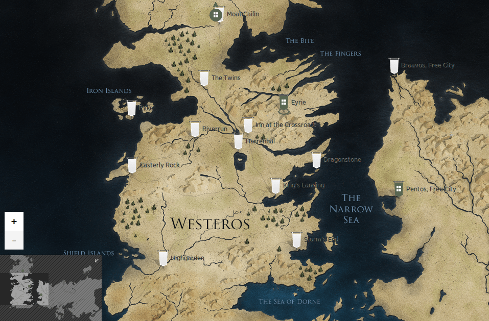 Westeros et Essos map (HBO's website) / Carte de Westeros et Essos (Site de HBO)